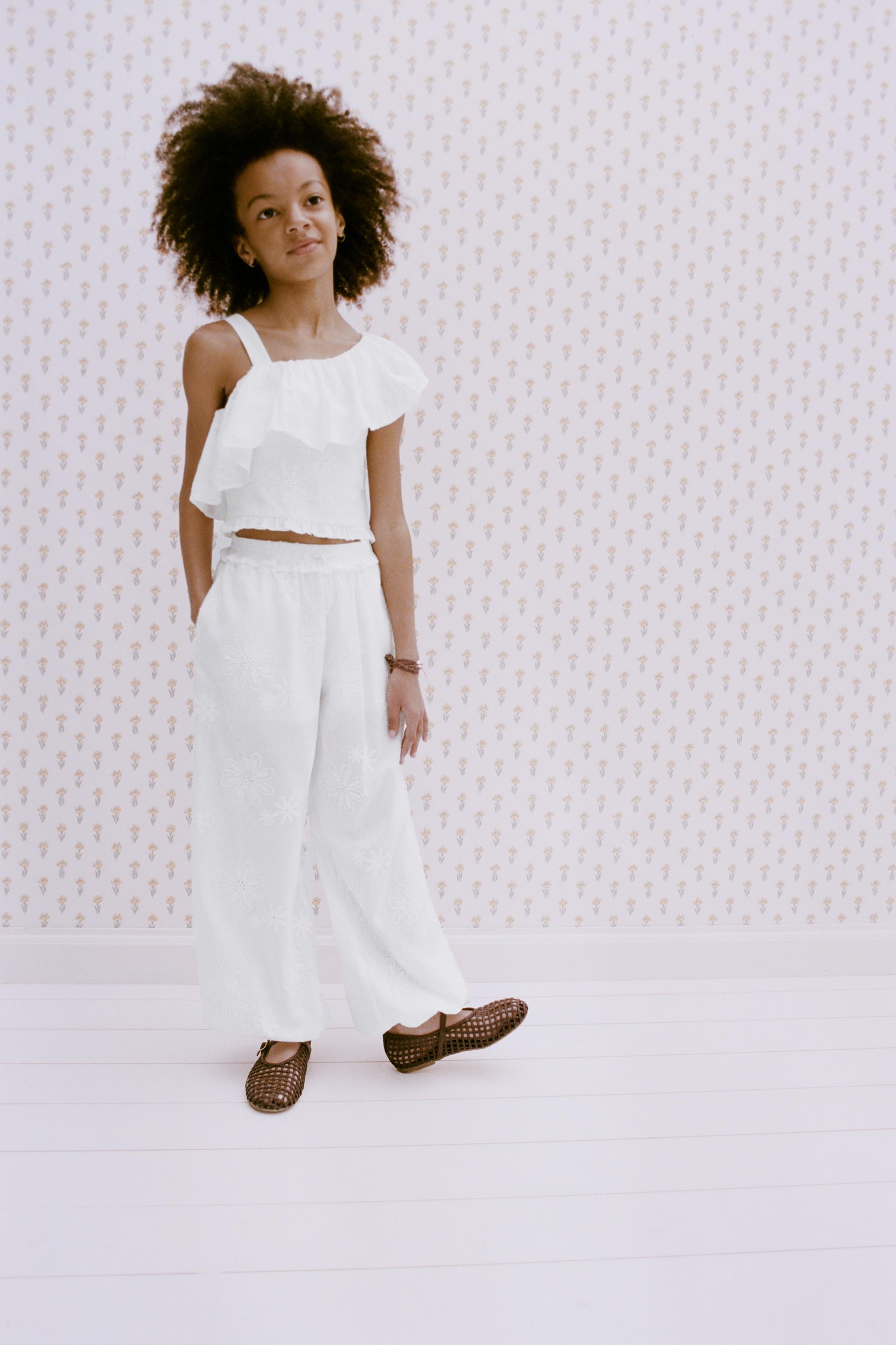 PANTALON BOUFFANT À FLEURS BRODÉES